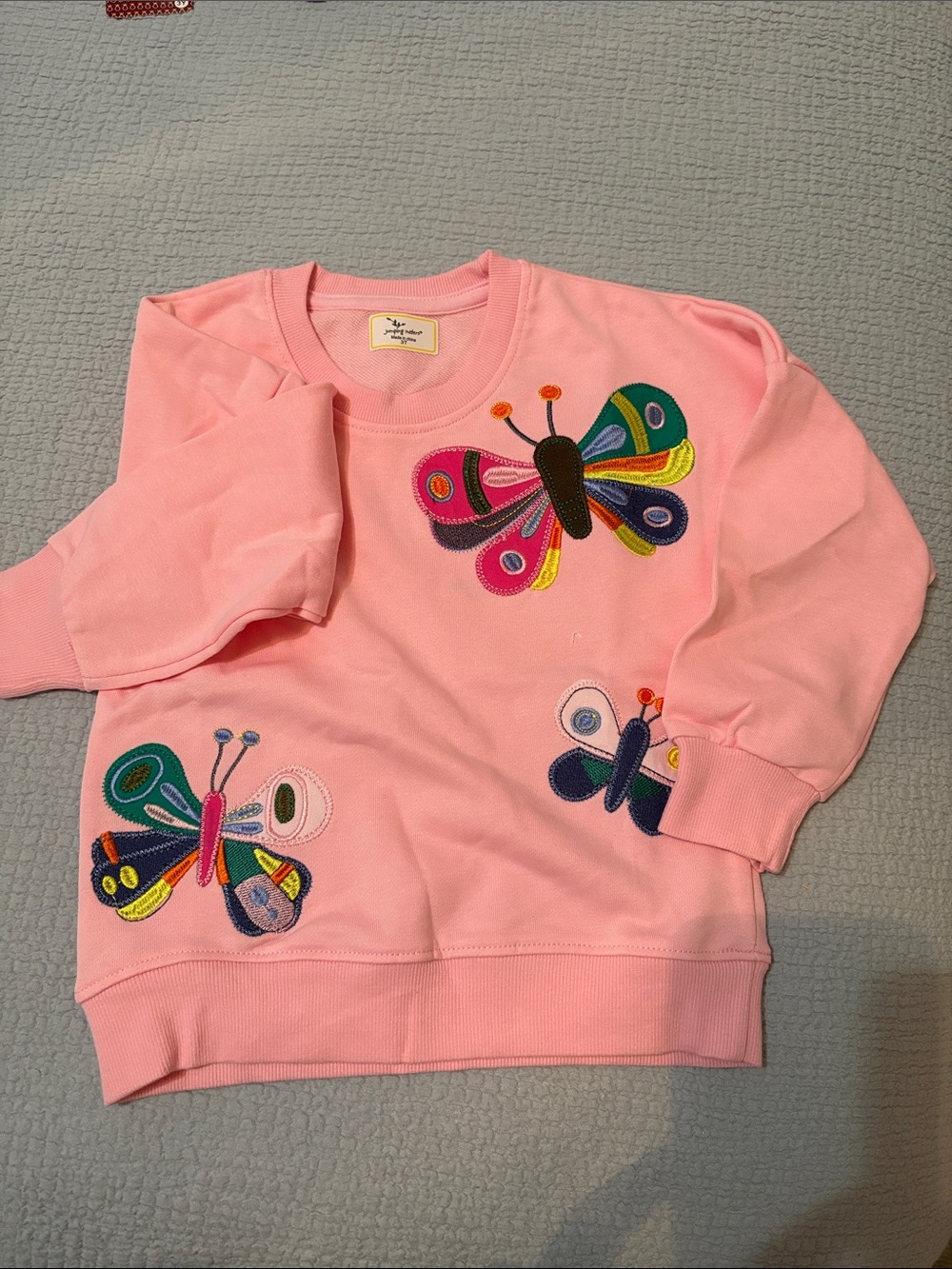 jumping beans Pink Sweatshirt with Colorful Butterfly Appliques